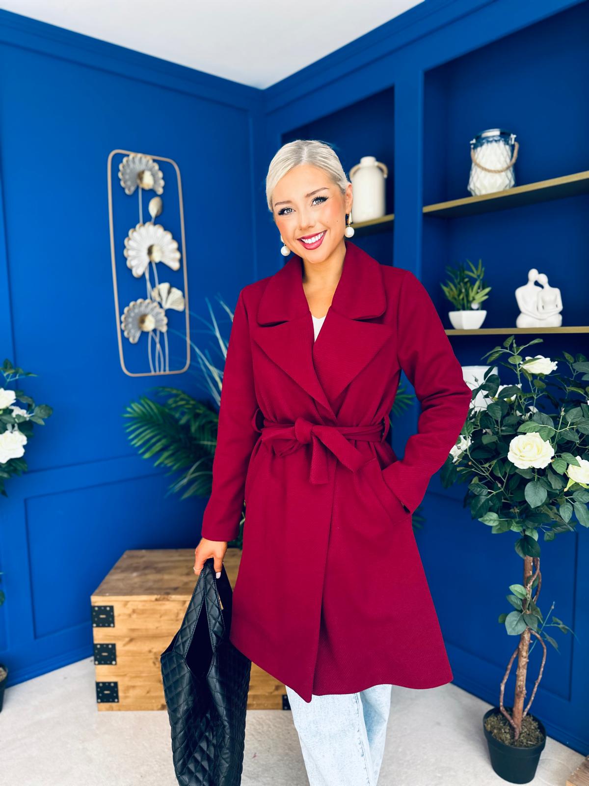 Leanne Detailed Trench Coat Wine