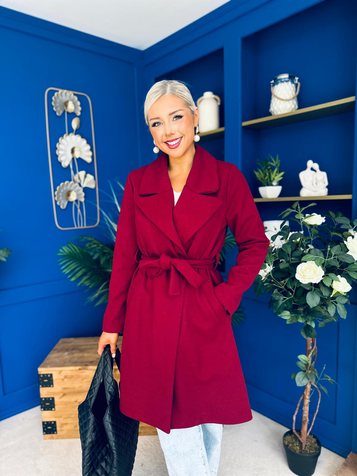 Leanne Detailed Trench Coat Wine