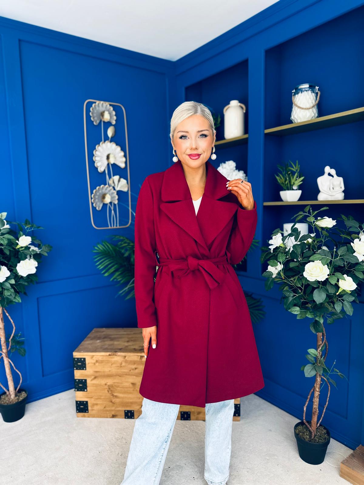 Leanne Detailed Trench Coat Wine