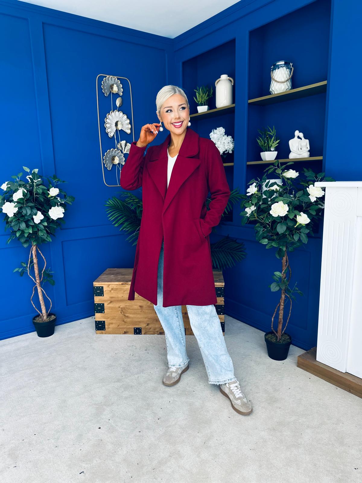 Leanne Detailed Trench Coat Wine