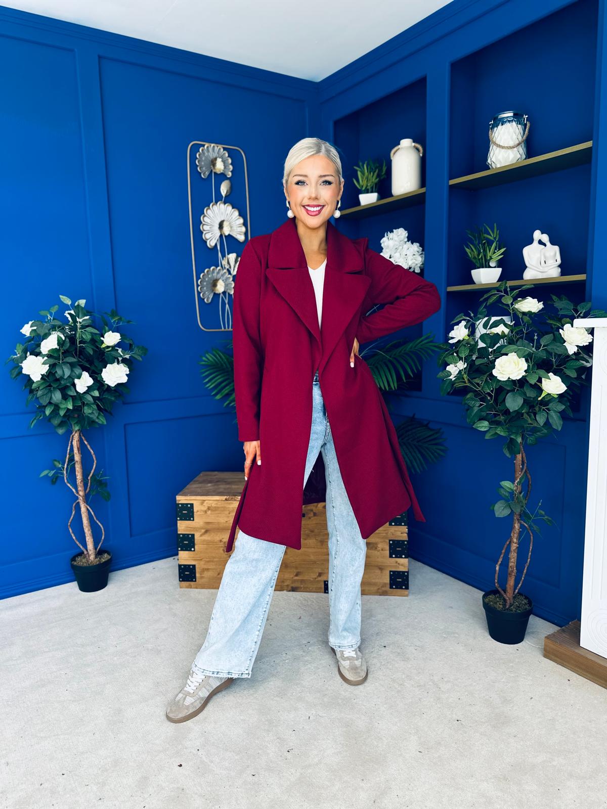 Leanne Detailed Trench Coat Wine