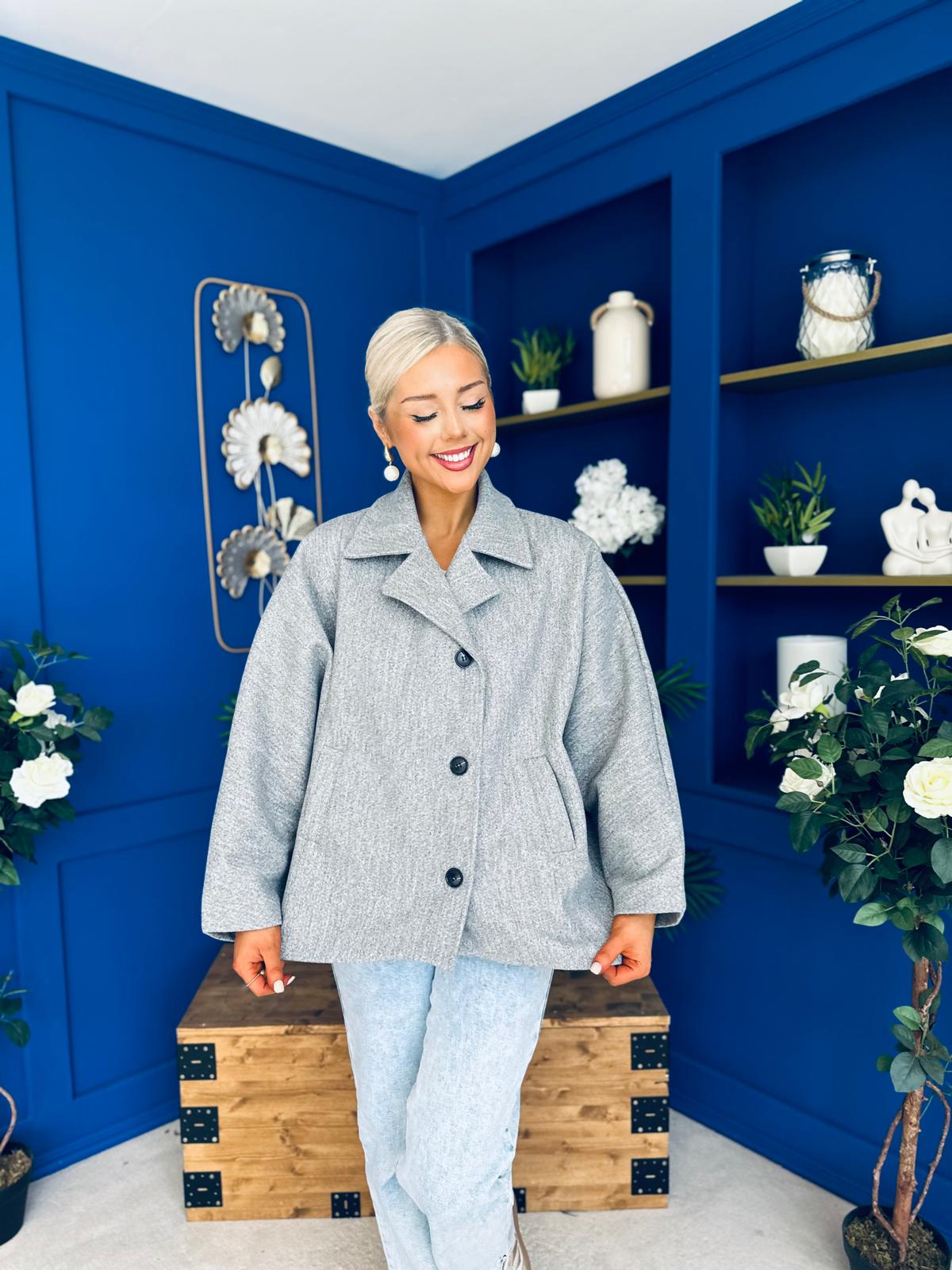 Avril Oversized Cape Jacket Grey