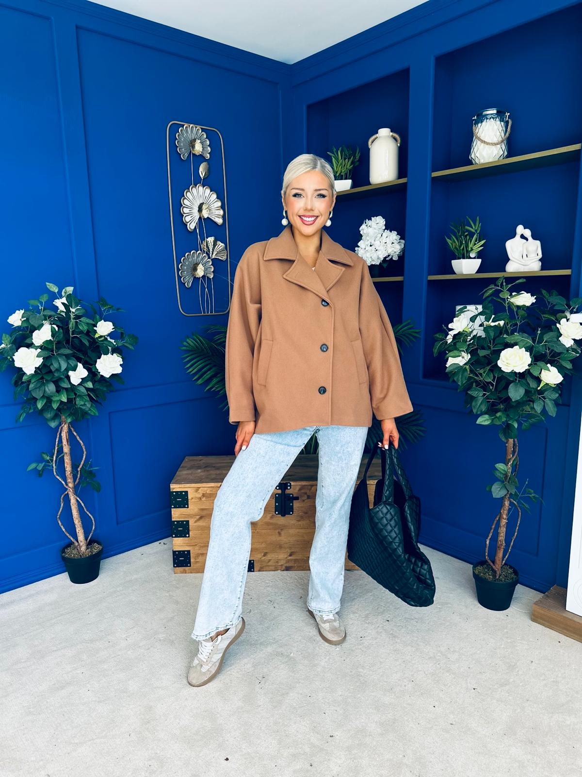 Avril Oversized Cape Jacket Camel