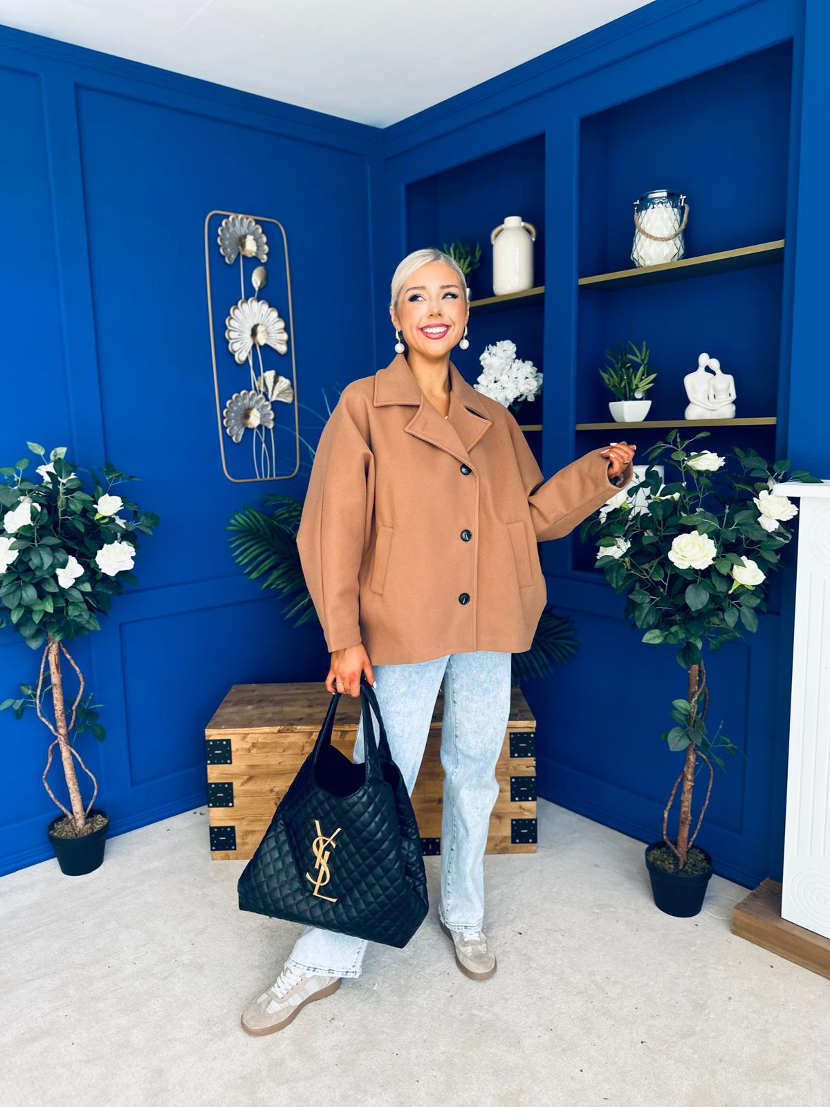 Avril Oversized Cape Jacket Camel