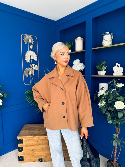 Avril Oversized Cape Jacket Camel