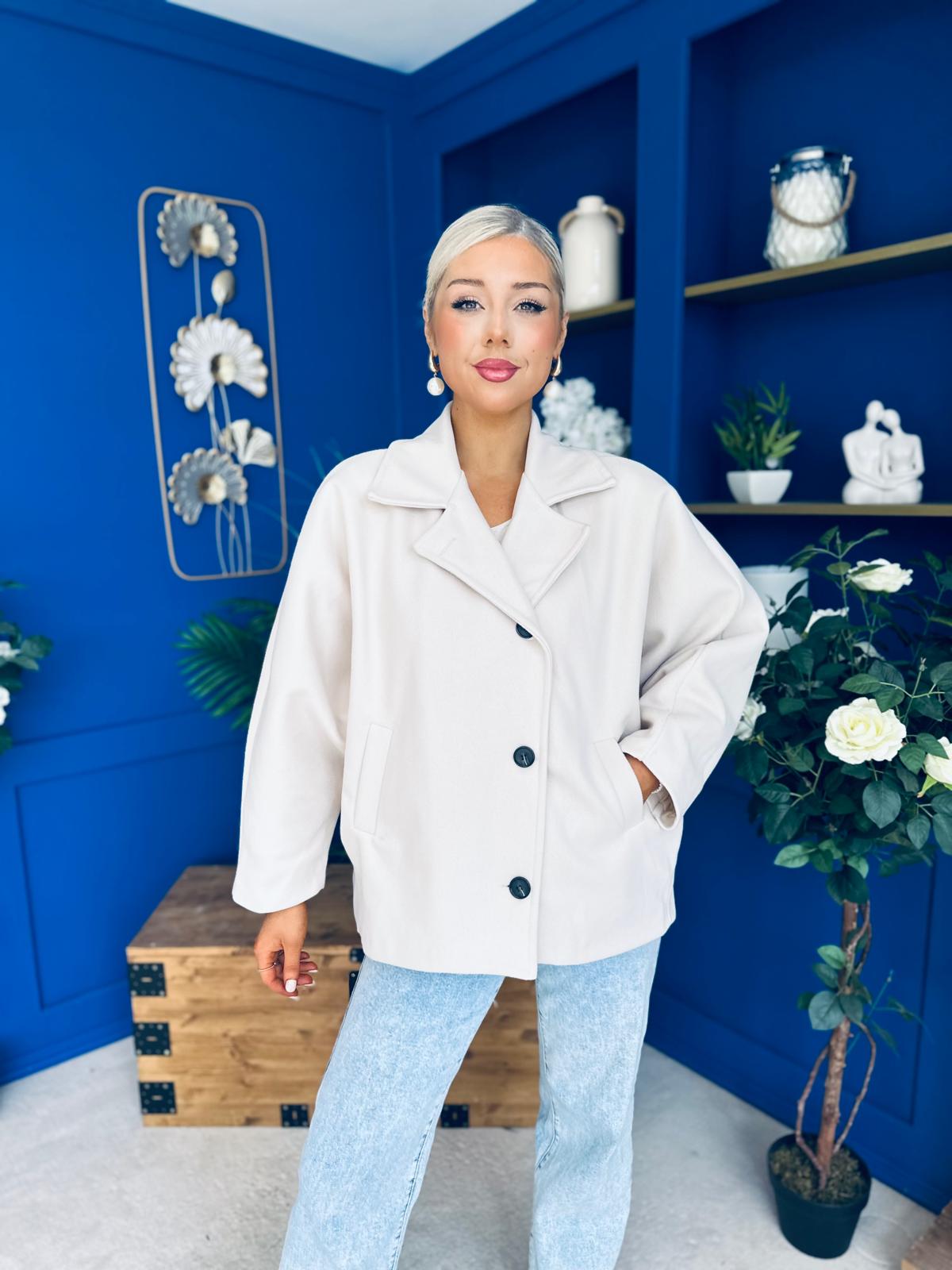 Avril Oversized Cape Jacket Cream