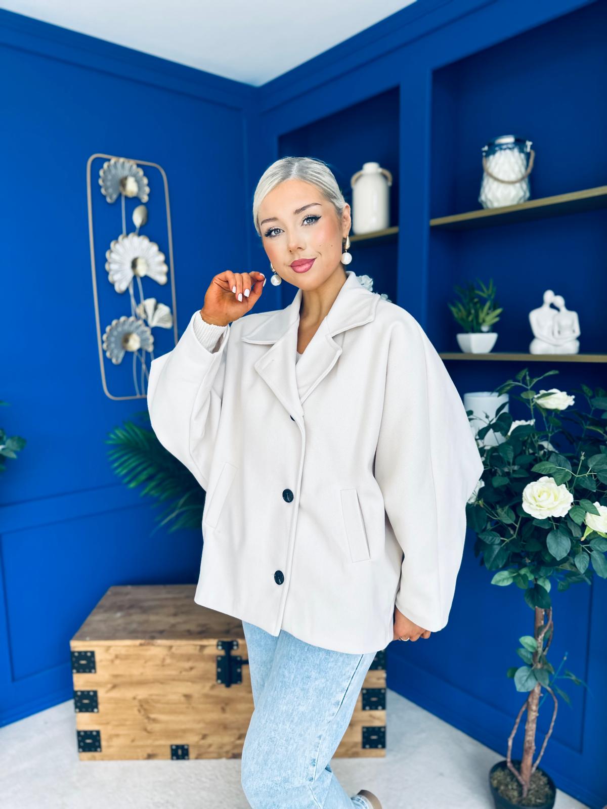 Avril Oversized Cape Jacket Cream