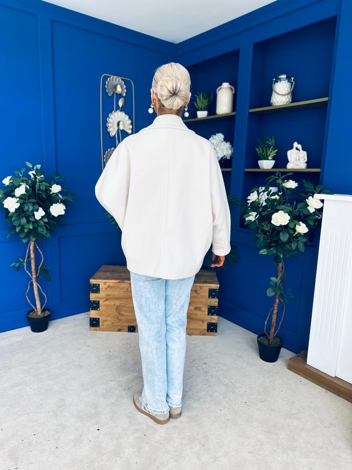 Avril Oversized Cape Jacket Cream