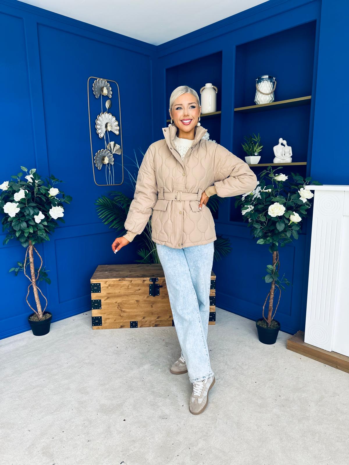 Mariah Quilted Jacket Beige