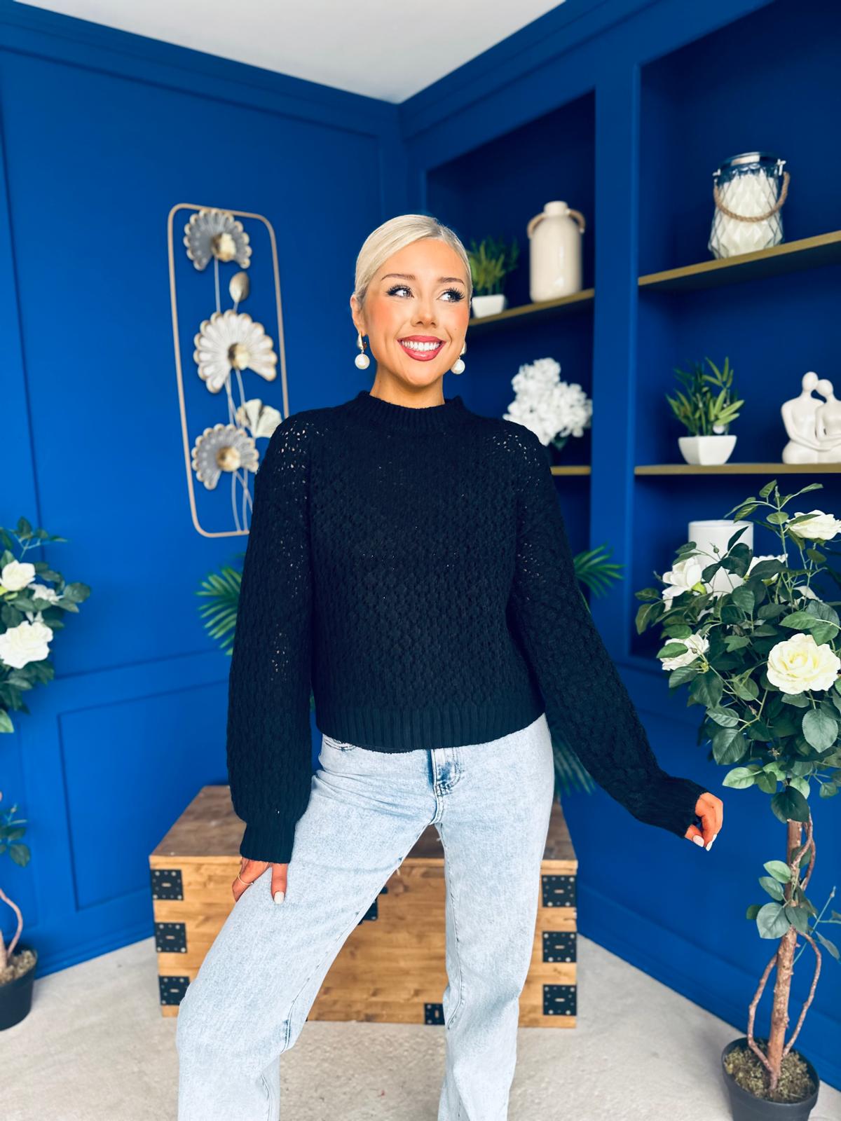 Angela Chunky Knit Jumper Black