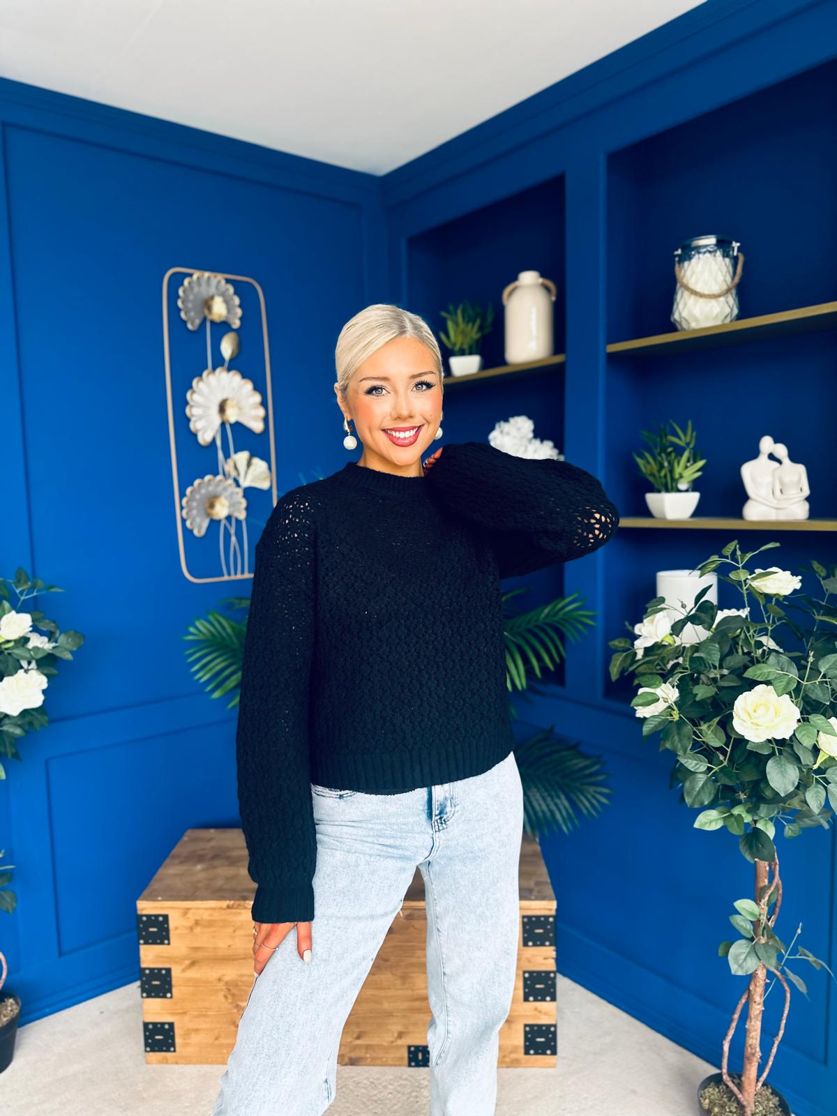 Angela Chunky Knit Jumper Black