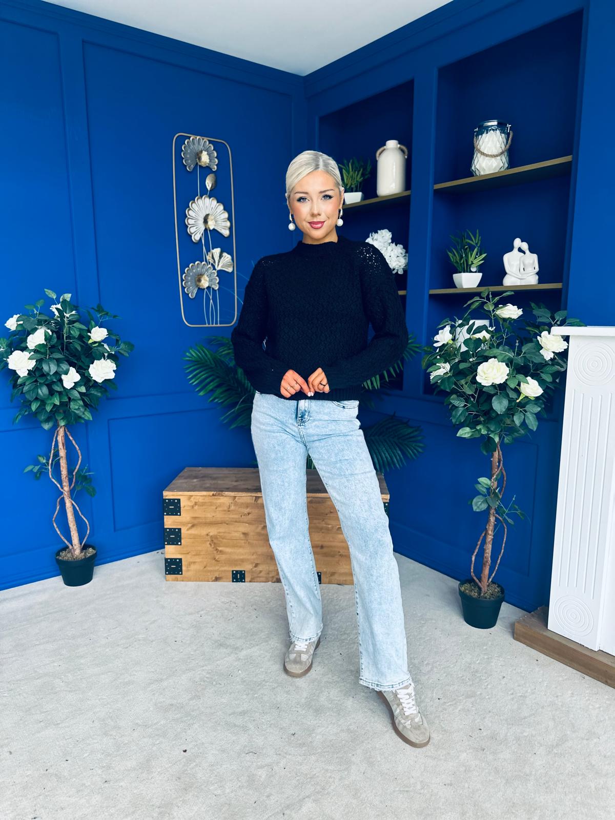 Angela Chunky Knit Jumper Black