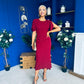 Cleo Ruched Detail Midi Dress Wine