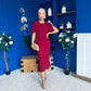 Cleo Ruched Detail Midi Dress Wine