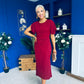 Cleo Ruched Detail Midi Dress Wine