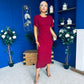 Cleo Ruched Detail Midi Dress Wine