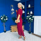 Cleo Ruched Detail Midi Dress Wine