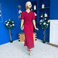 Cleo Ruched Detail Midi Dress Wine