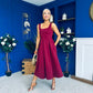 Erica Square Neck Midi Dress Wine