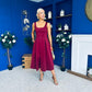 Erica Square Neck Midi Dress Wine