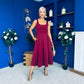 Erica Square Neck Midi Dress Wine