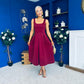 Erica Square Neck Midi Dress Wine