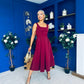 Erica Square Neck Midi Dress Wine