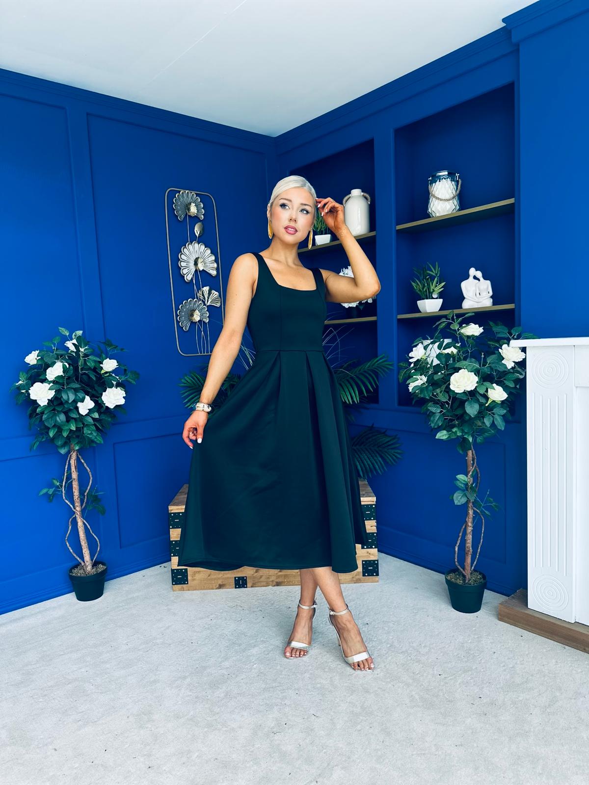 Erica Square Neck Midi Dress Black