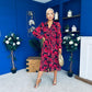 Kaya Red Floral Print Midi Shirt Dress