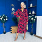 Kaya Red Floral Print Midi Shirt Dress