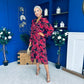 Kaya Red Floral Print Midi Shirt Dress