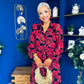 Kaya Red Floral Print Midi Shirt Dress