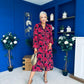 Kaya Red Floral Print Midi Shirt Dress