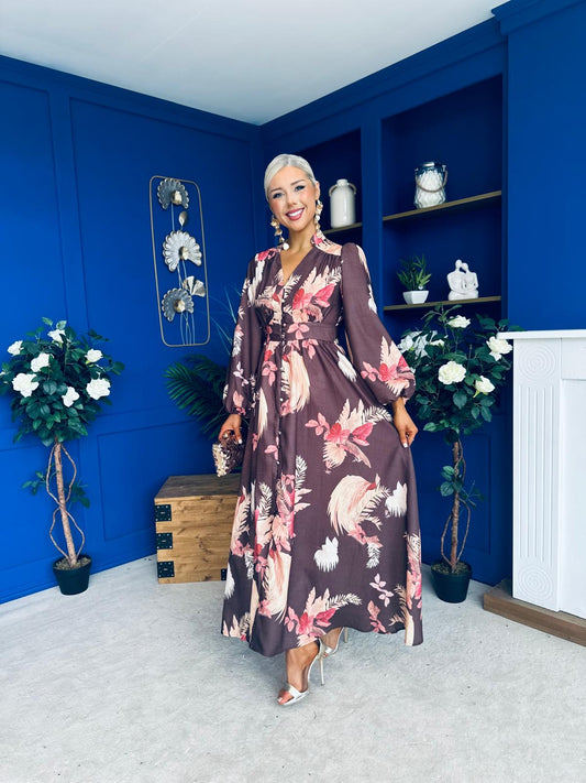 Sian Button Down Shirt Dress Floral Coco
