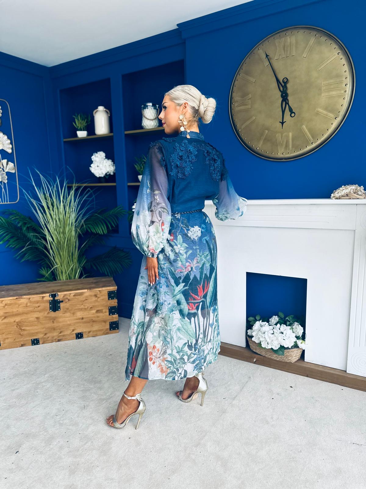 Tyler Occasion Shirt Dress Floral Blue Pre Order 19 Sept