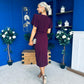 Freya Puff Sleeve Wrap Neck Ruched Midi Plum