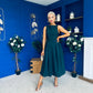 Nesta Boat Neck Skater Midi Dress Forest Pre Order 19 Sept