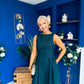 Nesta Boat Neck Skater Midi Dress Forest Pre Order 19 Sept