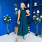 Nesta Boat Neck Skater Midi Dress Forest Pre Order 19 Sept