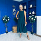 Nesta Boat Neck Skater Midi Dress Forest Pre Order 19 Sept