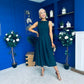 Nesta Boat Neck Skater Midi Dress Forest Pre Order 19 Sept