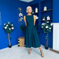 Nesta Boat Neck Skater Midi Dress Forest Pre Order 19 Sept