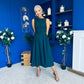 Nesta Boat Neck Skater Midi Dress Forest Pre Order 19 Sept