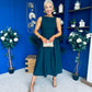 Nesta Boat Neck Skater Midi Dress Forest Pre Order 19 Sept