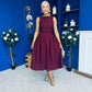 Nesta Boat Neck Skater Midi Dress Burgundy Pre Order 19 Sept