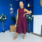 Nesta Boat Neck Skater Midi Dress Burgundy Pre Order 19 Sept