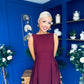 Nesta Boat Neck Skater Midi Dress Burgundy Pre Order 19 Sept