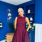 Nesta Boat Neck Skater Midi Dress Burgundy Pre Order 19 Sept