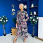Angela Chiffon Shirt Maxi Dress Black Floral
