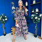 Angela Chiffon Shirt Maxi Dress Black Floral